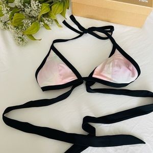 PINK tie dye bikini top with wrap around ties